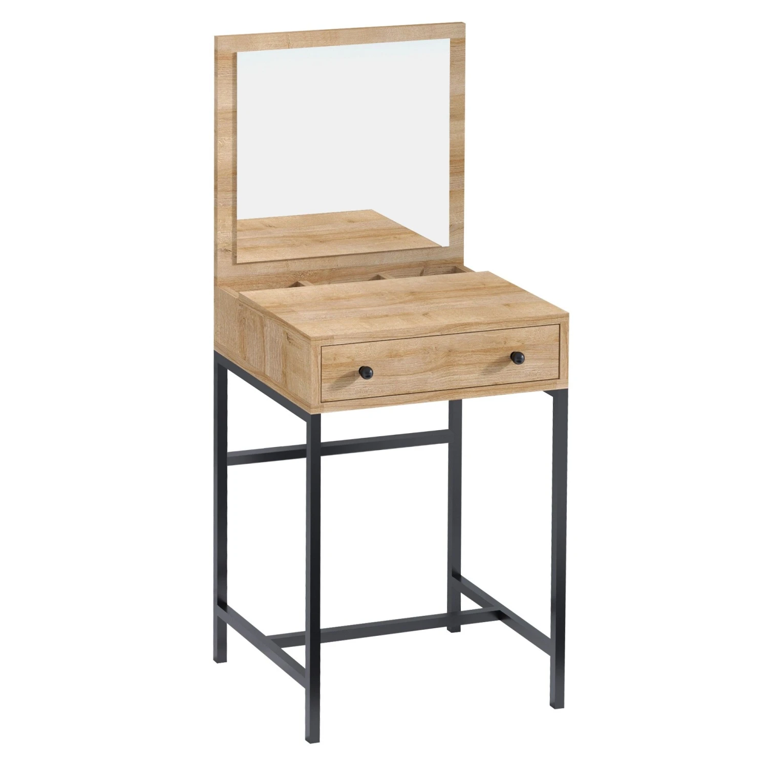 Mary Make-up Tafel | Melamine Coating | Metalen Poten | Eiken Zwart 4 Mary Make-up Tafel | Melamine Coating | Metalen Poten | Eiken Zwart - Afbeelding 4