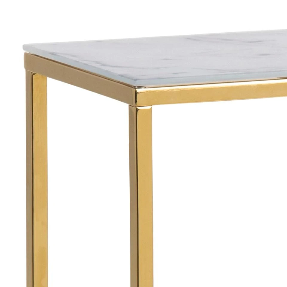 Sidetable Anika 79,50cm - Wit Marmer/goud 3 Sidetable Anika 79,50cm - Wit Marmer/goud - Afbeelding 3