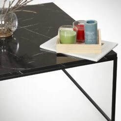 Elegante Melamine Gecoate Salontafel - 18mm Dikte, Metalen Poten, 75x43x75 Cm, Zwart Wit -Emob 801CMY2852 20 204 e888