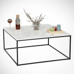 Elegante Melamine Salontafel: Wit/Zwart