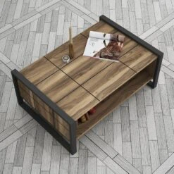 Elegante Walnoot Antraciet Salontafel -Emob 804TRH2801 20 203 7656