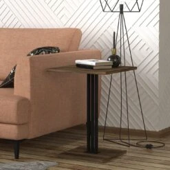 Tera Home Bijzettafel | 100% Melamine | 18mm Dikte | Metalen Frame | 44" Breedte | Walnoot Zwart 8 Tera Home Bijzettafel | 100% Melamine | 18mm Dikte | Metalen Frame | 44" Breedte | Walnoot Zwart -Emob 804TRH2821 20 202 7439