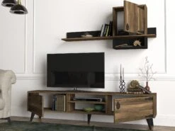 Tera Home TV-meubel | 100% Melamine Gecoat | 18mm | Notelaar Zwart -Emob 804TRH3044 20 203 605d