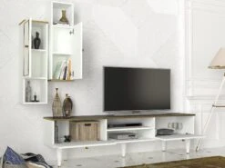 Modern TV Meubel Talon | 18mm Dikte | Metalen Poten | 180cm Breedte | Wit Goud Zwart -Emob 804TRH3055 20 203 23b0