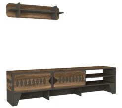 Tera Home TV-meubel | 100% Melamine Laag | 18mm Dikte | Metalen Frame | Noten Antraciet -Emob 804TRH3063 20 206 150f