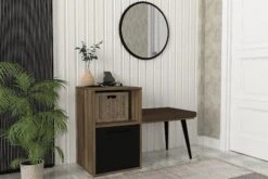 Tera Home Commode | 100% Melaminegecoat Met 18mm Dikte | Inclusief Spiegel | Kleur: Notelaarzwart -Emob 804TRH3544 2 d744