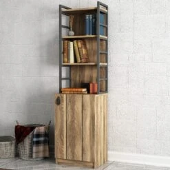 Tera Home Boekenplank | Melamine Laag | 18mm Dikte | Notelaar | 45cm B 166cm H