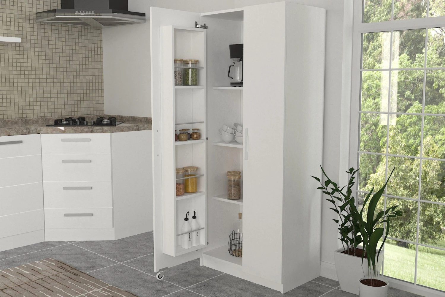 Tera Home Badkamerkast | Multifunctioneel Met 2 Deuren | Extra Opslag | 44 X 75 X 180 Cm | Wit 6 Tera Home Badkamerkast | Multifunctioneel Met 2 Deuren | Extra Opslag | 44 X 75 X 180 Cm | Wit - Afbeelding 6