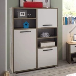 Commode Petrus 96cm Met 3 Deuren - Wit/drijfhout