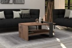Eiken Antraciet Design Salontafel Met 2 Verdiepingen