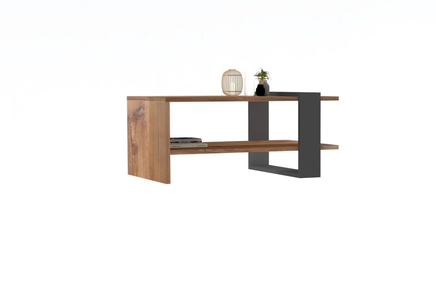 Eiken Antraciet Design Salontafel Met 2 Verdiepingen 3 Eiken Antraciet Design Salontafel Met 2 Verdiepingen - Afbeelding 3