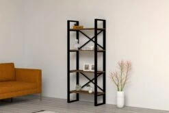 Puqa Design Boekenplank | 30mm Dik | Metalen Frame | Walnoot