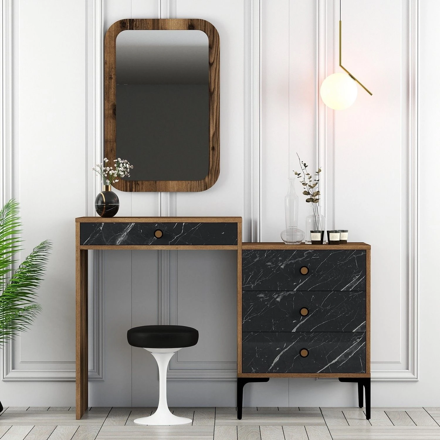 Woody Fashion Dresser | 100% Melaminegecoat | Metalen Poten | 40 X 124 X 84 Cm | Kleur: Walnootzwart 1 Woody Fashion Dresser | 100% Melaminegecoat | Metalen Poten | 40 X 124 X 84 Cm | Kleur: Walnootzwart