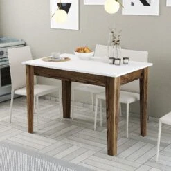 Keukentafel Woody Fashion - 110x72x75 Cm - Walnoot/wit