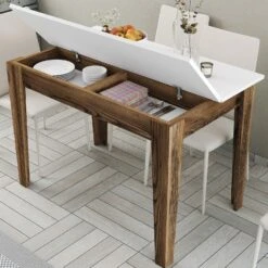 Keukentafel Woody Fashion - 110x72x75 Cm - Walnoot/wit -Emob 845HCT2102 20 204 bb5d