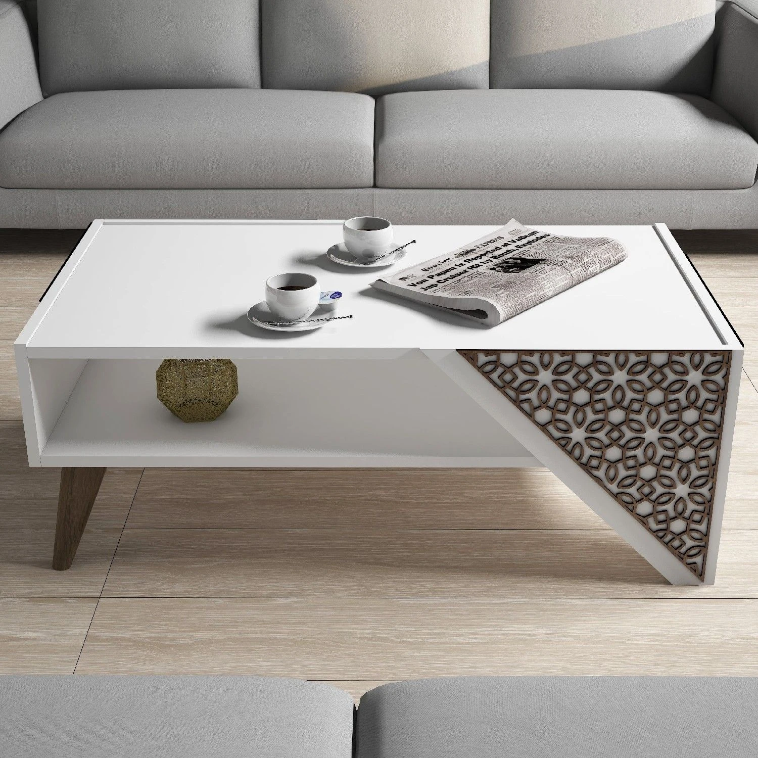 Woody Fashion Salontafel | 100% Melamine Gecoat | 105x58x40 Cm | Wit 4 Woody Fashion Salontafel | 100% Melamine Gecoat | 105x58x40 Cm | Wit - Afbeelding 4
