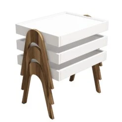 Elegante Walnoot/Wit Nesting Table Set | 100% Melamine Gecoat | 3 Stuks -Emob 845HCT2824 20 204 40b3