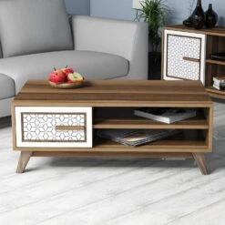 Woody Fashion Salontafel | Witte Walnoot Afwerking