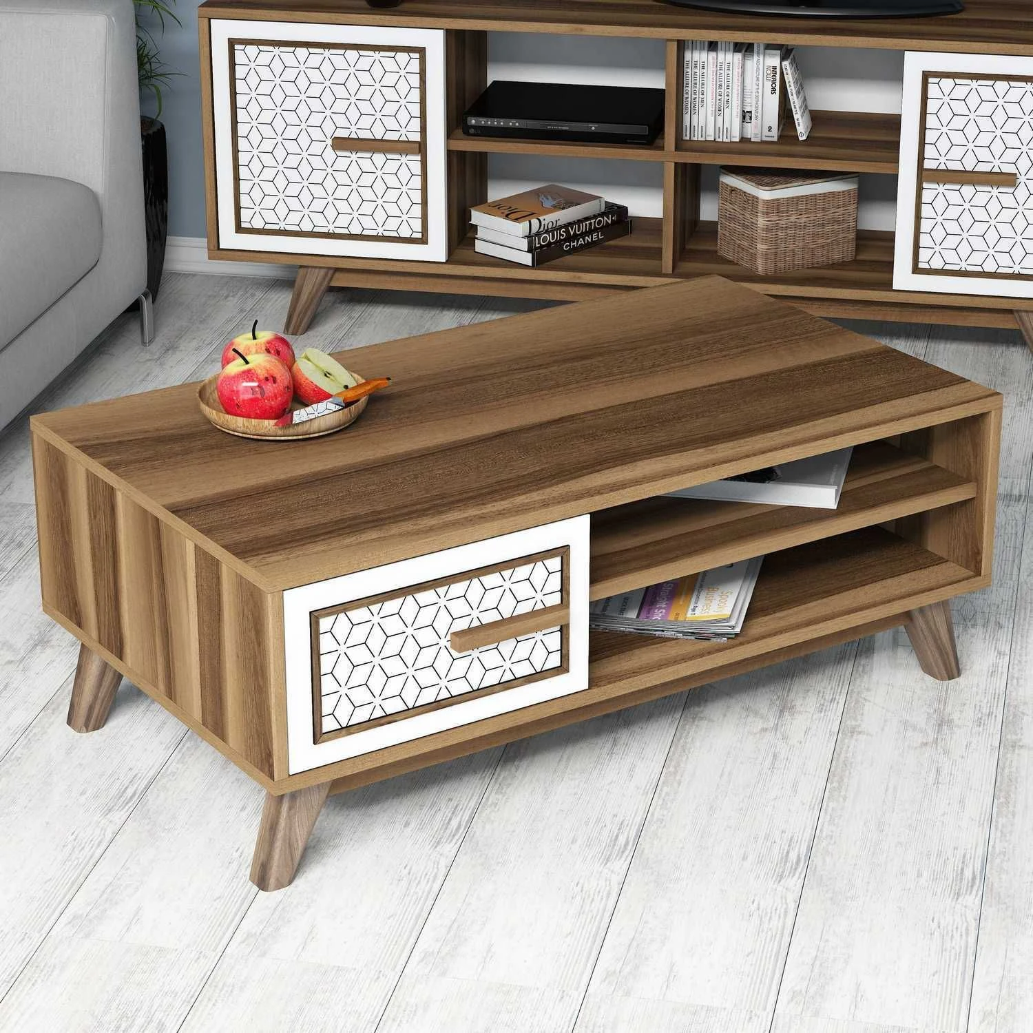 Woody Fashion Salontafel | Witte Walnoot Afwerking 4 Woody Fashion Salontafel | Witte Walnoot Afwerking - Afbeelding 4