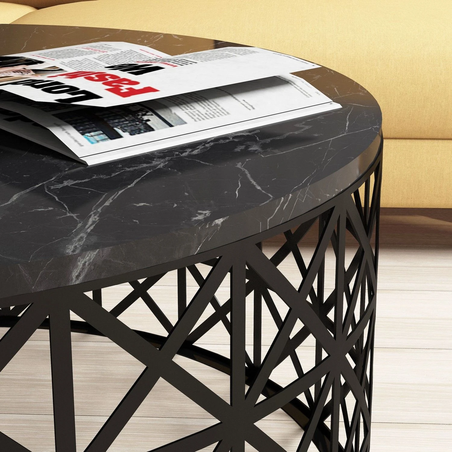 Houten Fashion Salontafel 90x38x90cm | Zwart 5 Houten Fashion Salontafel 90x38x90cm | Zwart - Afbeelding 5