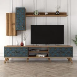 Woody Fashion TV-meubel | 100% Melamine Gecoat | Walnoot Chalcedoon