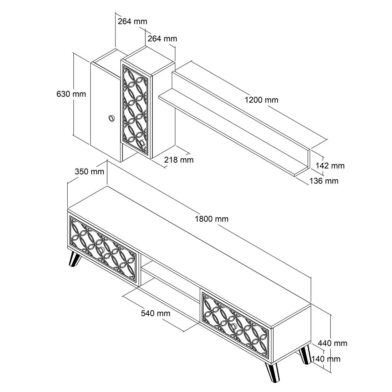 Woody Fashion TV-meubel | 100% Melamine Gecoat | Walnoot Chalcedoon 2 Woody Fashion TV-meubel | 100% Melamine Gecoat | Walnoot Chalcedoon - Afbeelding 2