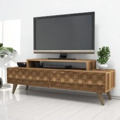 Walnoot TV-meubel | Woody Mode | 140 Cm Breedte | 100% Melamine