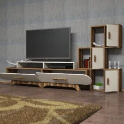 Woody Fashion TV-meubel | 100% Melamine Gecoat | 205x50x36 Cm | Walnoot Crème -Emob 845HCT3035 20 204 778d
