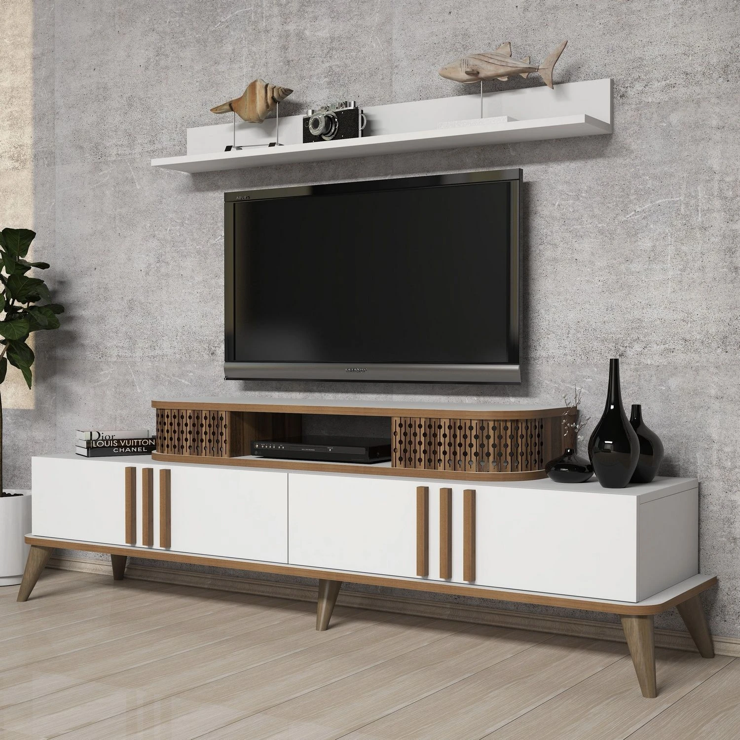 Woody Fashion TV-meubel | 100% Melamine Coating | 168 Cm Breedte | Wit 1 Woody Fashion TV-meubel | 100% Melamine Coating | 168 Cm Breedte | Wit