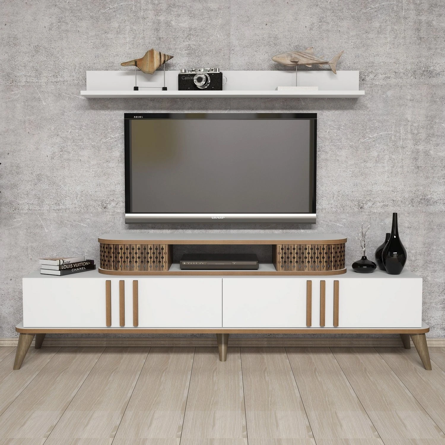 Woody Fashion TV-meubel | 100% Melamine Coating | 168 Cm Breedte | Wit 5 Woody Fashion TV-meubel | 100% Melamine Coating | 168 Cm Breedte | Wit - Afbeelding 5