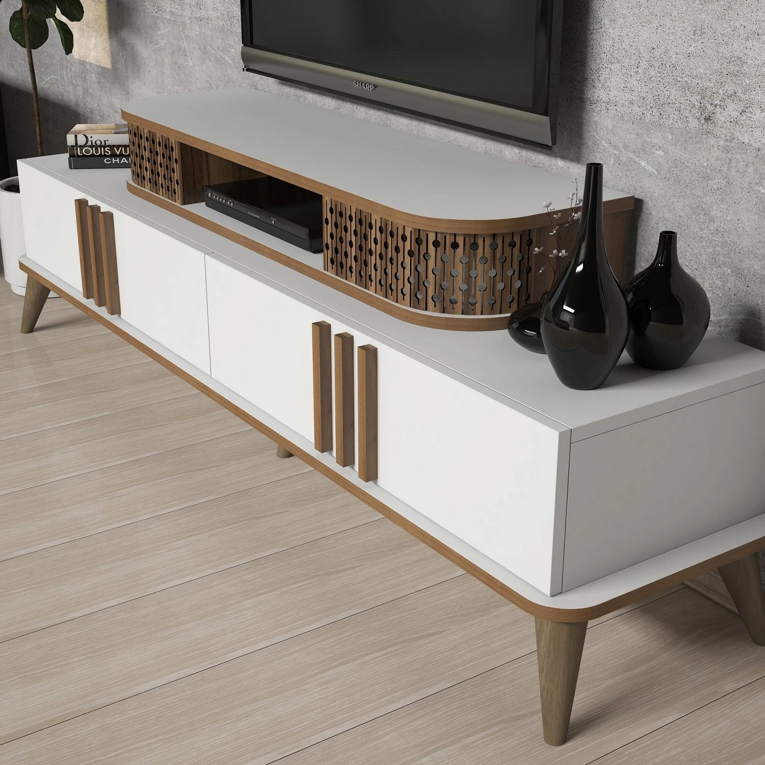 Woody Fashion TV-meubel | 100% Melamine Coating | 168 Cm Breedte | Wit 3 Woody Fashion TV-meubel | 100% Melamine Coating | 168 Cm Breedte | Wit - Afbeelding 3