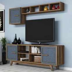 Woody Fashion TV-meubel | 100% Melamine | 18mm Dik | 160cm Breedte | Walnoot Blauw -Emob 845HCT3065 20 203 867a