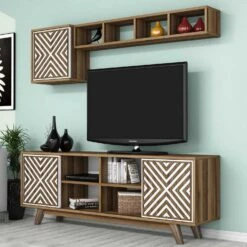 Wood Fashion TV-meubel | 100% Melamine | 18mm Dikte | Walnoot Wit -Emob 845HCT3068 20 203 d173