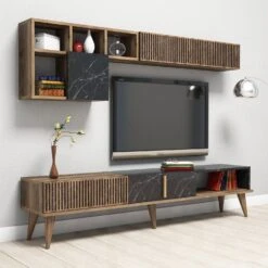 Woody Fashion TV-meubel | 100% Melamine Gecoat | 18mm Dikte | Walnoot Zwart -Emob 845HCT3079 20 204 8324
