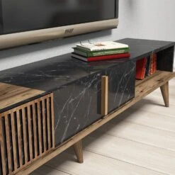 Woody Fashion TV-meubel | 100% Melamine Gecoat | 18mm Dikte | Walnoot Zwart -Emob 845HCT3079 20 205 042b
