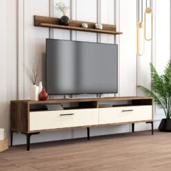 Woody Fashion TV-meubel | 100% Melamine | 180cm X 47cm X 35cm | Walnoot Crème -Emob 845HCT3099 20 202 52d7