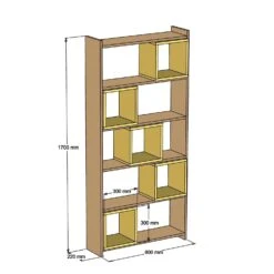 Houten Boekenplank | 80 X 22 X 170 Cm | Notenhout-crèmekleur -Emob 845HCT3603 20 205 cd46