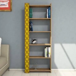 Woody Boekenplank | 18mm Melamine | CNC Reliëf | Walnoot Geel -Emob 845HCT3610 20 202 38ae