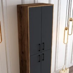 Schoenenkast Wood-Fashion | 100% Melamine | Metalen Poten | Noten Antraciet -Emob 845HCT4101 20 204 d0bc