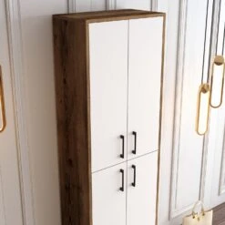 Woody Modieus Schoenenkastje | 100% Melamine | Metalen Poten | Walnoot Wit -Emob 845HCT4102 20 204 fb7a