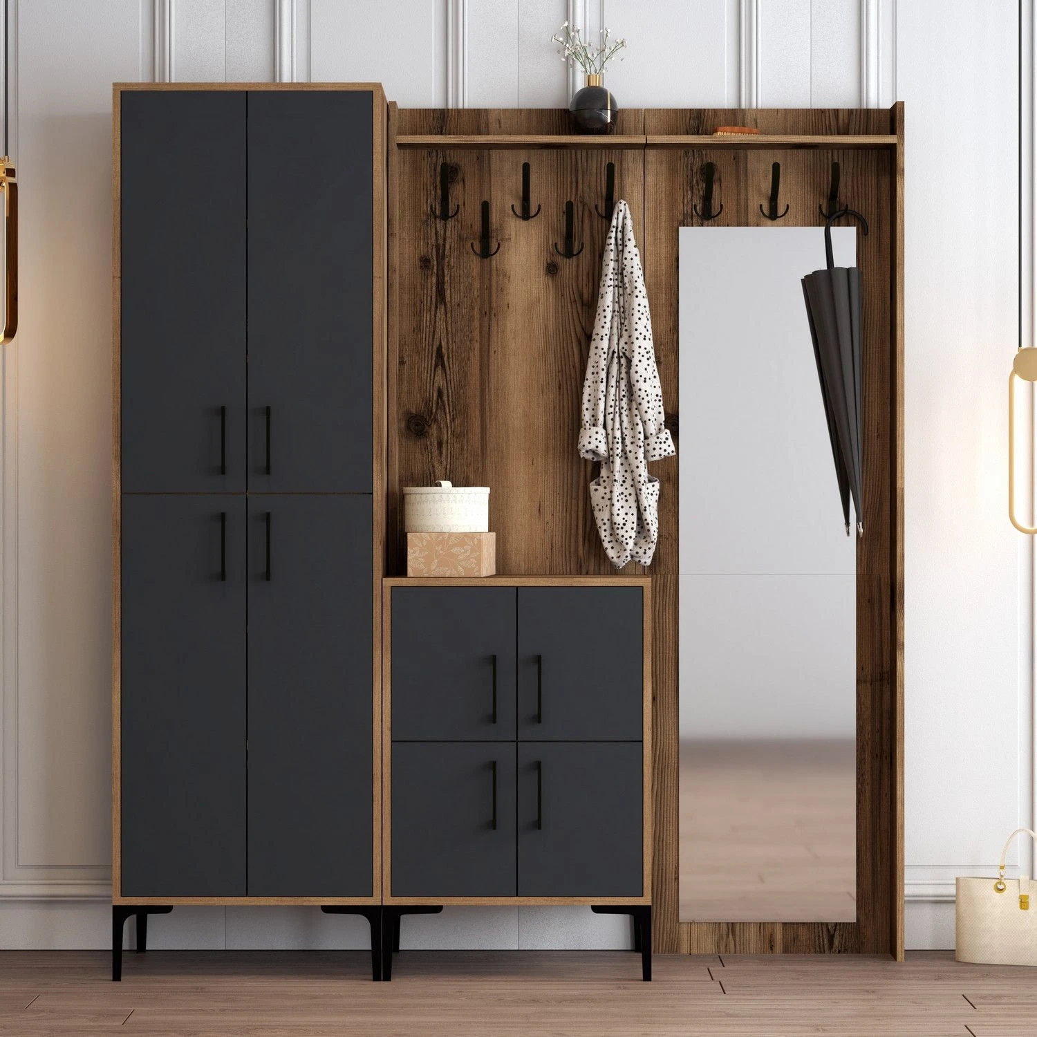 Houten Hallenstandaard | 18 Mm Dik | Notelaar Antraciet 1 Houten Hallenstandaard | 18 Mm Dik | Notelaar Antraciet