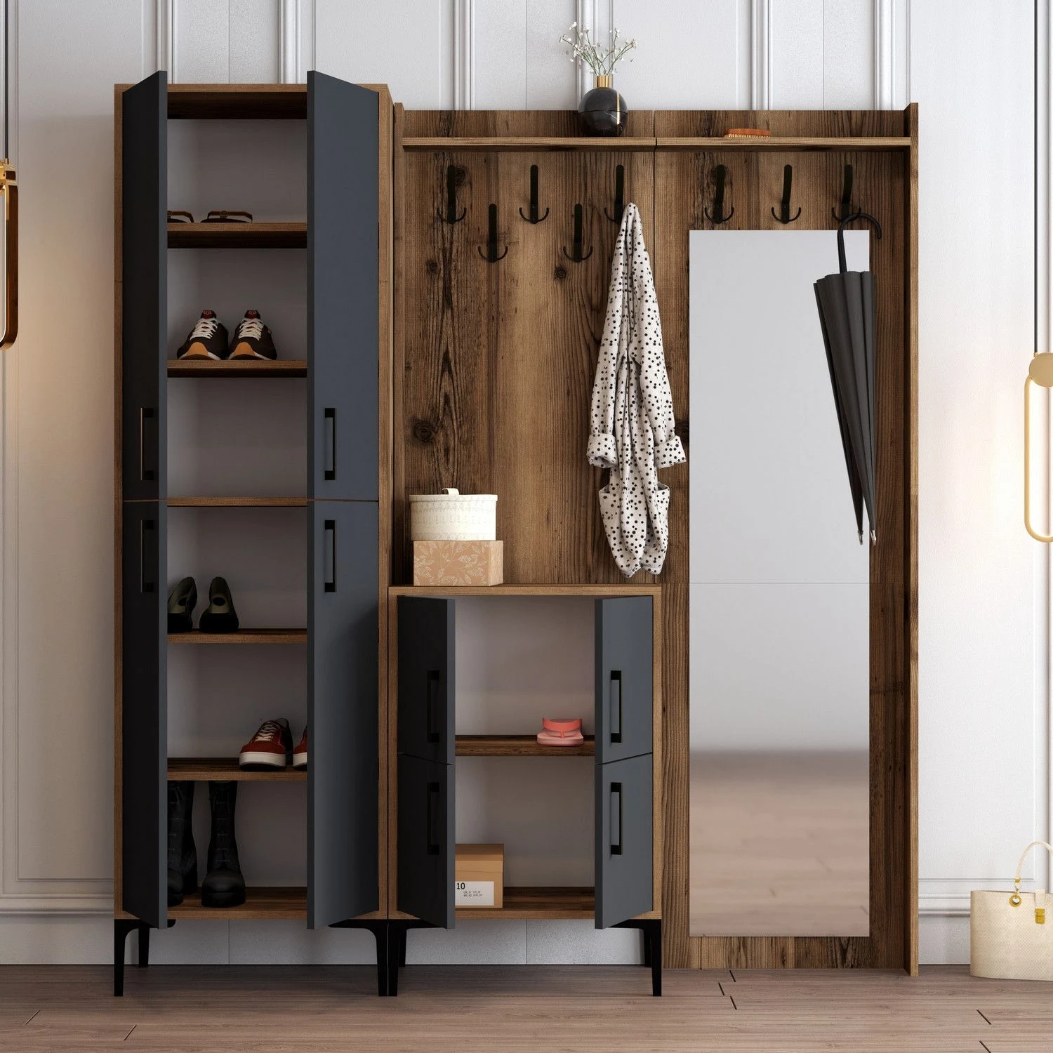 Houten Hallenstandaard | 18 Mm Dik | Notelaar Antraciet 5 Houten Hallenstandaard | 18 Mm Dik | Notelaar Antraciet - Afbeelding 5