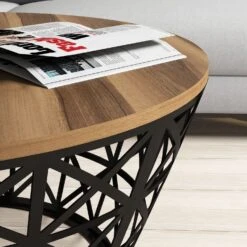 Houten Fashion Salontafel | 100% Melamine | IJzeren Poten | Walnoot Zwart -Emob 845HCT5223 20 203 c49f