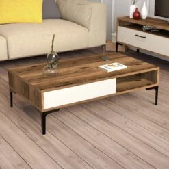 Woody Manier Salontafel | Walnoot Crème | 18mm Dik