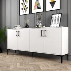 Console Met Witte Metalen Poot | Woody Mode | 18mm MELAMINE Gecoat Spaanplaat -Emob 845HCT5307 20 203 20a1