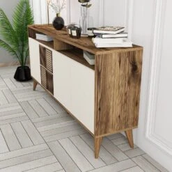 Woody Fashion Console | 100% Melamine Gecoat | Walnoot Crème -Emob 845HCT5333 20 203 8cb3
