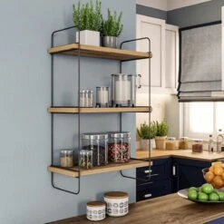 Wandplank | Melamine Laag | 18mm Dikte | Metalen Frame | Atlantic Pine