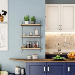 Wandplank | Melamine Laag | 18mm Dikte | Metalen Frame | Atlantic Pine -Emob 854KLN1711 20 202 f44d