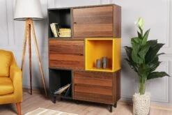 Boekenplank | 18mm Dikte | 110x140x30cm | Noten Antraciet Geel -Emob 854KLN3604 20 202 beb8