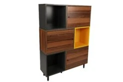 Boekenplank | 18mm Dikte | 110x140x30cm | Noten Antraciet Geel -Emob 854KLN3604 20 209 843a
